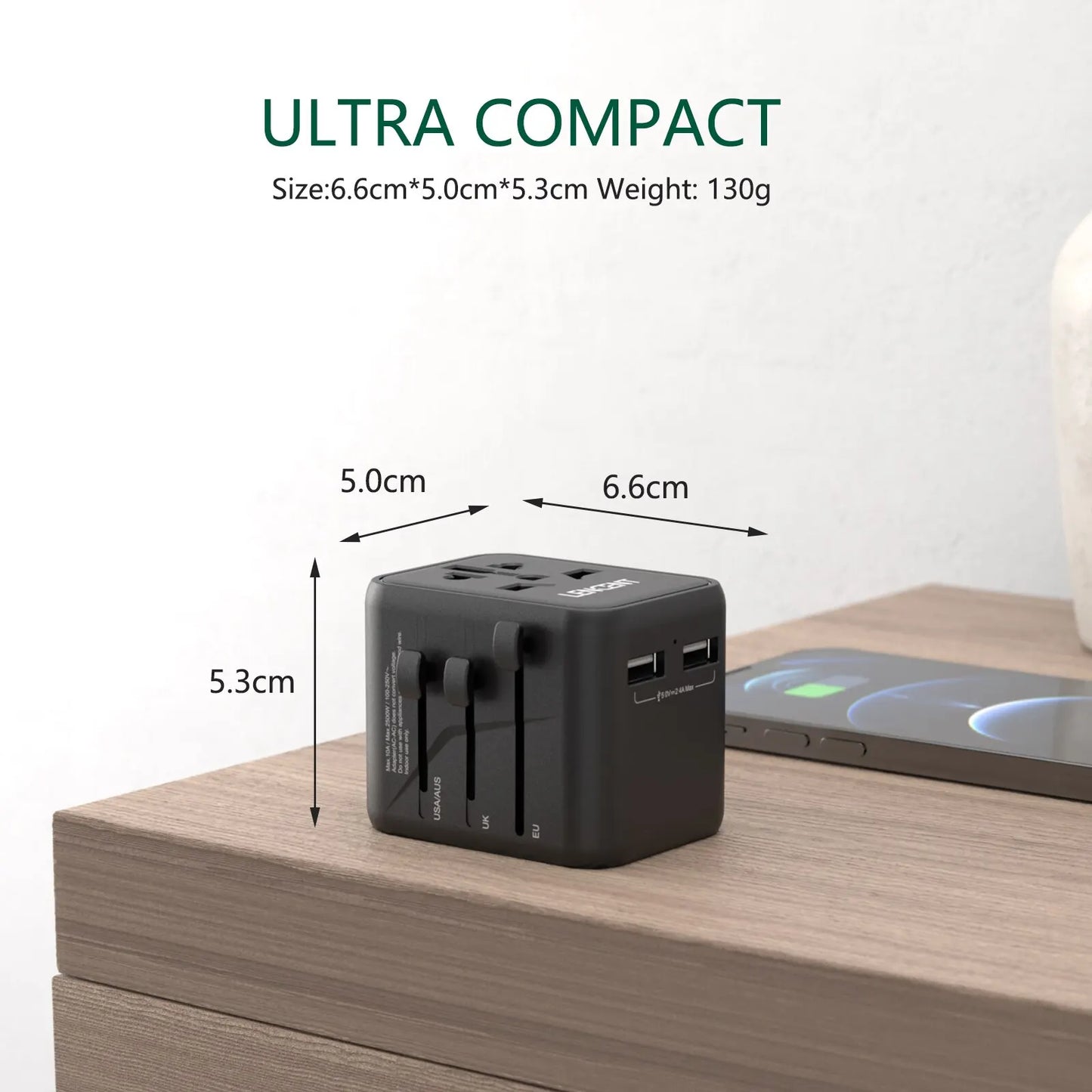 Universal Travel Adapter 2 USB Ports EU UK USA AUS Plug Charger