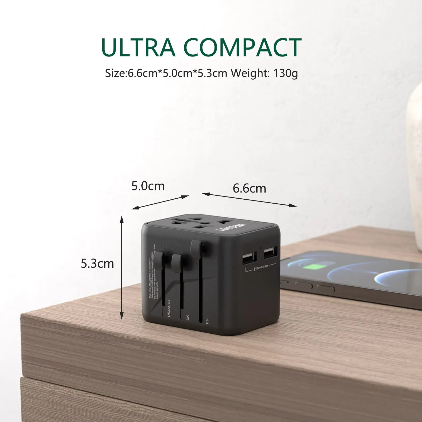 Universal Travel Adapter 2 USB Ports EU UK USA AUS Plug Charger