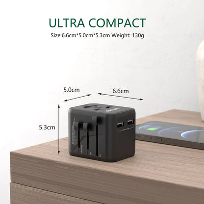 Universal Travel Adapter 2 USB Ports EU UK USA AUS Plug Charger