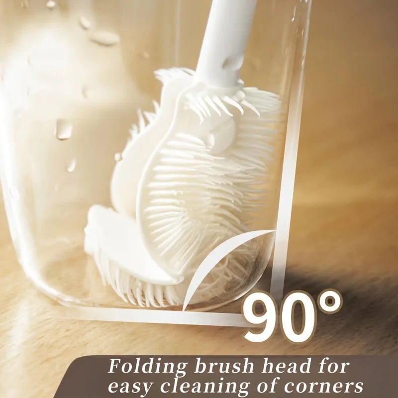 Foldable Silicone Bottle Brush 360° Long Handle Cup Scrubber