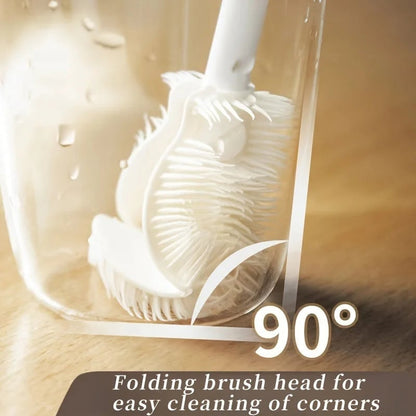 Foldable Silicone Bottle Brush 360° Long Handle Cup Scrubber