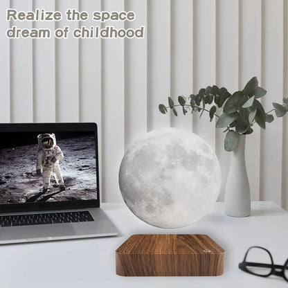 Magnetic Levitating Moon Night Light 3D LED Lamp Wooden Base 3 Colors