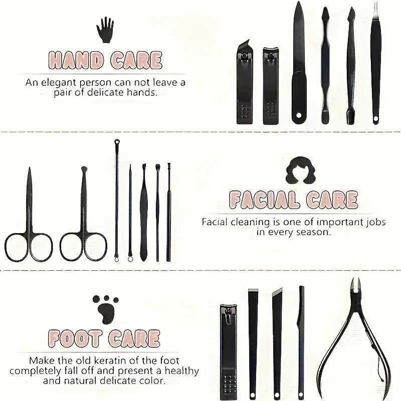 Professional Nail Clippers Kit 7-24pcs Ultra Sharp Fingernail Toenail