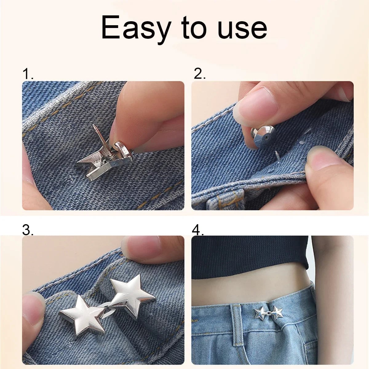 Adjustable Jean Button Clips - Retractable Waist Tightener Buckle