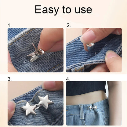 Adjustable Jean Button Clips - Retractable Waist Tightener Buckle