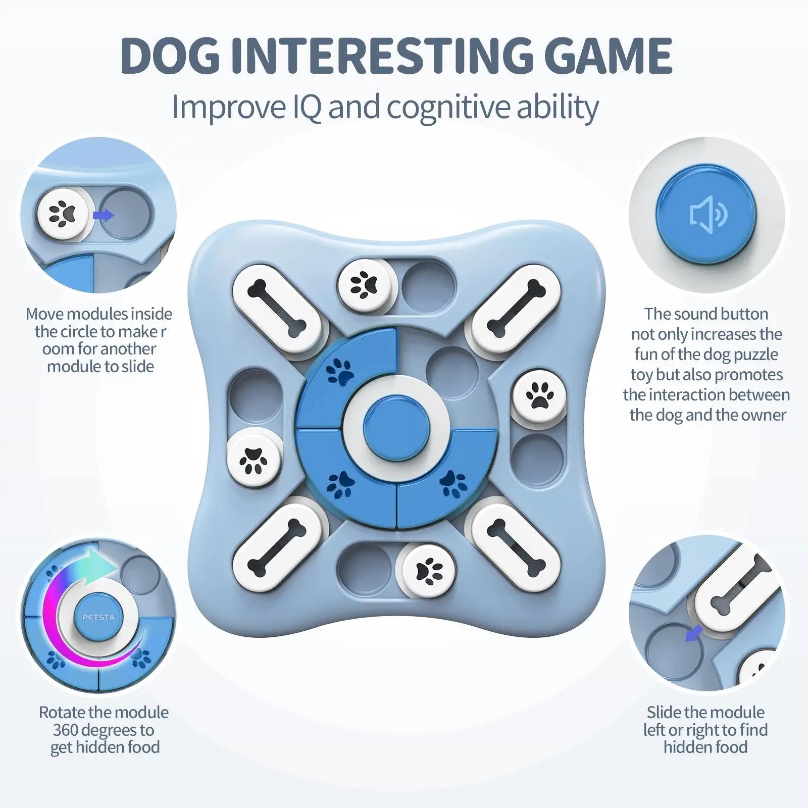 Interactive Slow Feeder Dog Bowl - IQ Puzzle NonSlip Food Dispenser