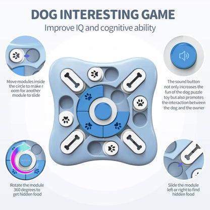 Interactive Slow Feeder Dog Bowl - IQ Puzzle NonSlip Food Dispenser