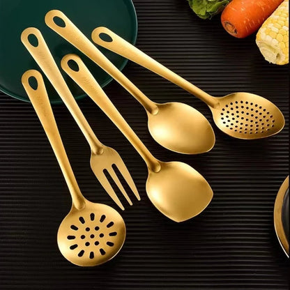 Korean Stainless Steel Kitchen Utensil Set - Spatula, Soup Spoon