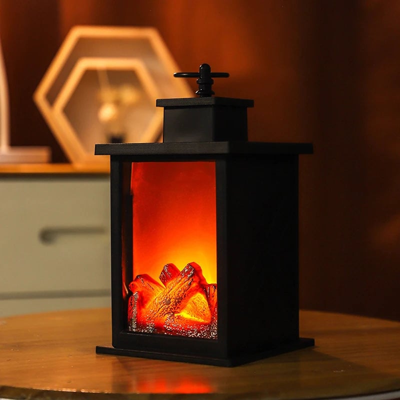 LED Flame Effect Handheld Table Lamp - Portable Fireplace Decor