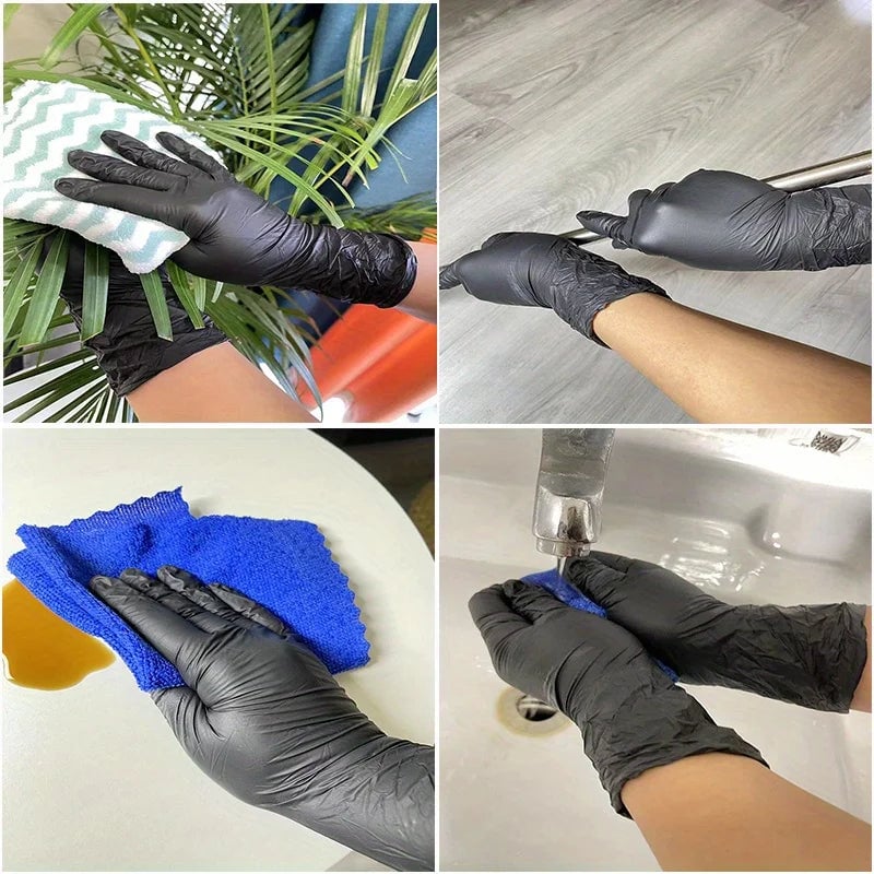 Black Nitrile Gloves Thickened Disposable Waterproof Tattoo Cleaning