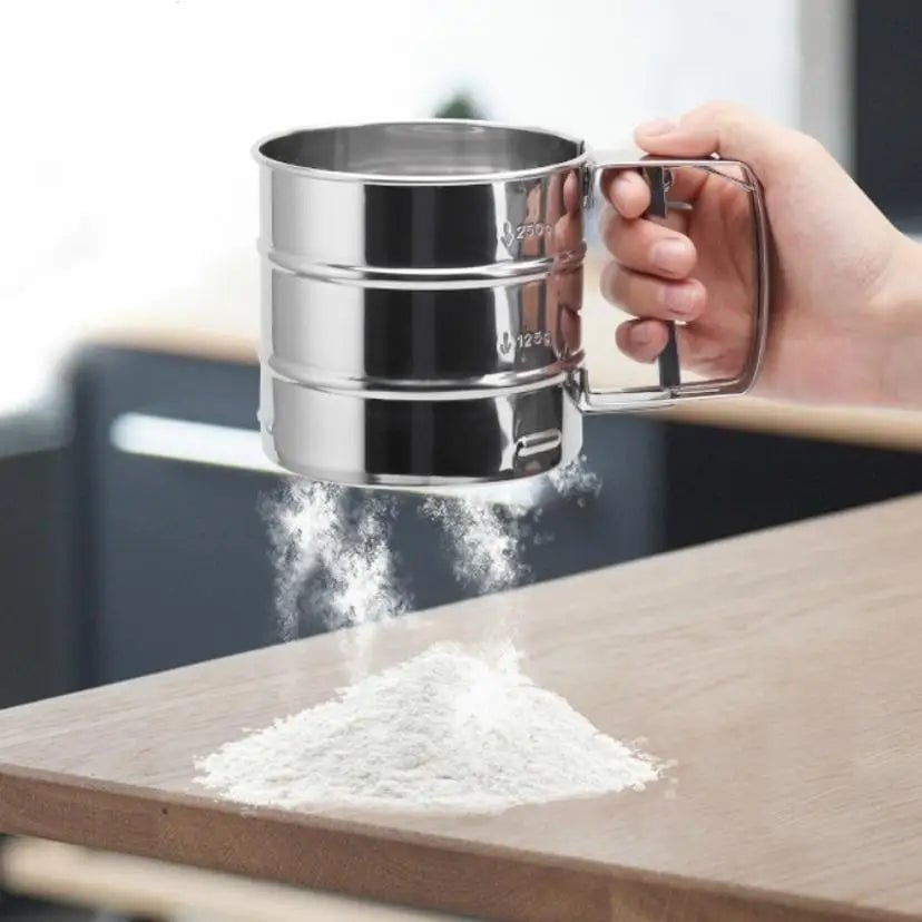 Stainless Steel Hand Held Flour Sieve - Fine Mesh Baking Sifter