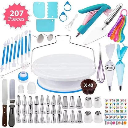 Rotating Cake Turntable & Icing Smoother Kit - DIY Decorating Tools