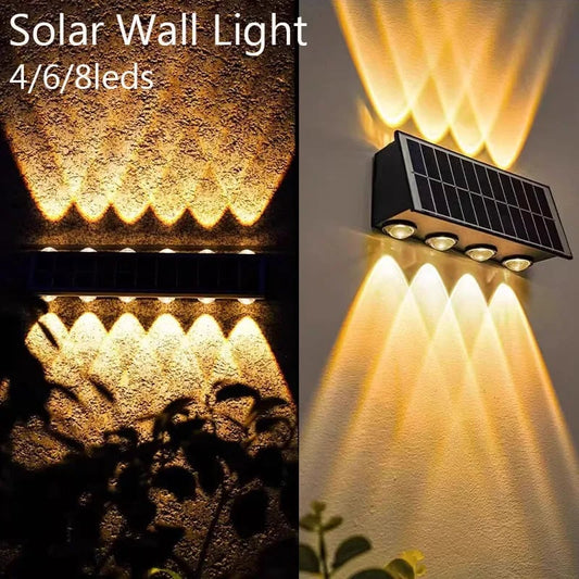 4/6/8 LED Solar Wall Lamp Waterproof Up Down Garden Street Light