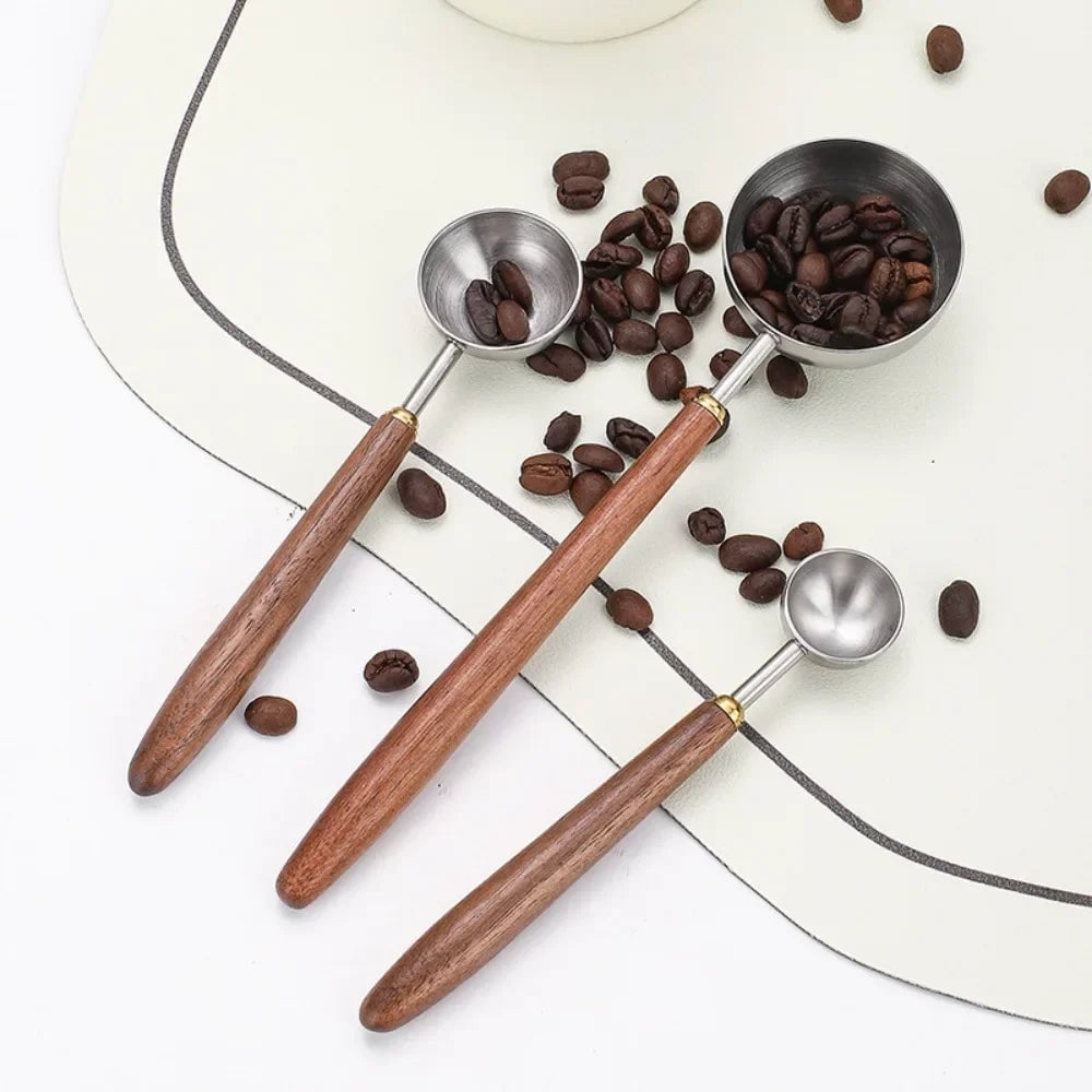 25ml Walnut Wood Handle Stainless Steel Coffee Measuring Scoop