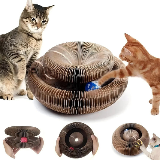 Round Corrugated Cat Scratching Board with Ball & Climbing Frame