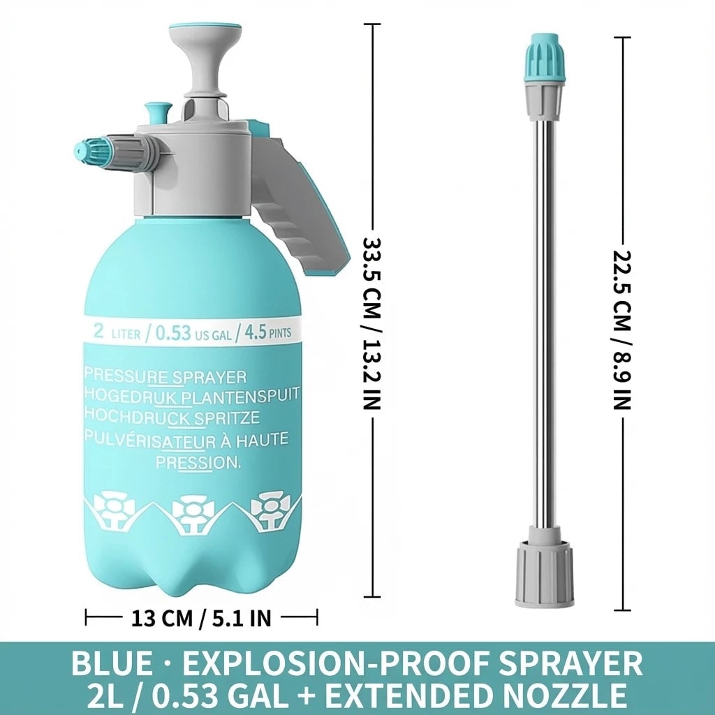 2L Hand Pressure Pump Sprayer - Garden Weed Pest Control Bottle