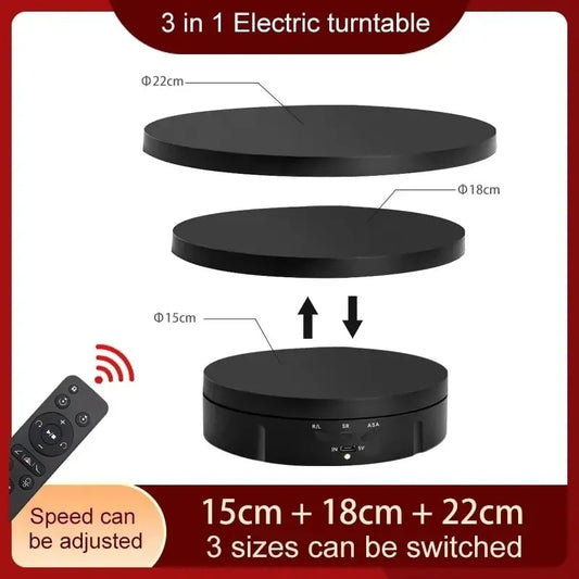 3-in-1 Electric 360° Rotating Photography Turntable Display Stand