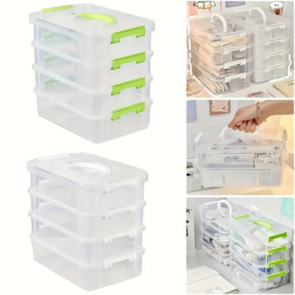Transparent Grid Building Blocks Storage Box Stackable Drawer