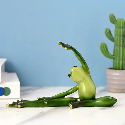 Rustic Resin Yoga Frog Desktop Decoration Bookcase Ornament