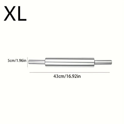 Heavy-Duty Stainless Steel Rolling Pin Anti-Slip Handle Baking