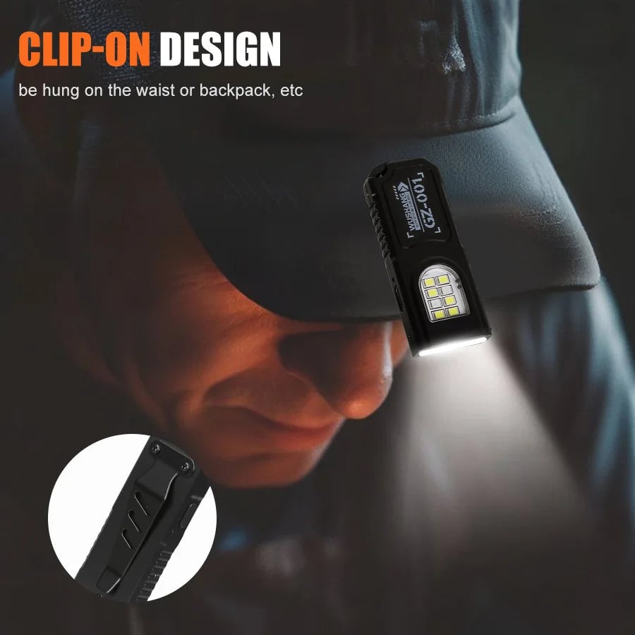 Mini COB LED Keychain Flashlight USB Rechargeable Waterproof Light