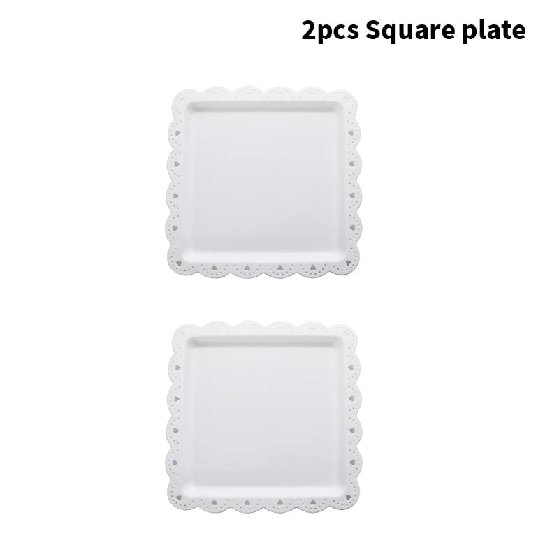 Reusable PP Square Rectangular Dessert Plates Set of 2 - Party