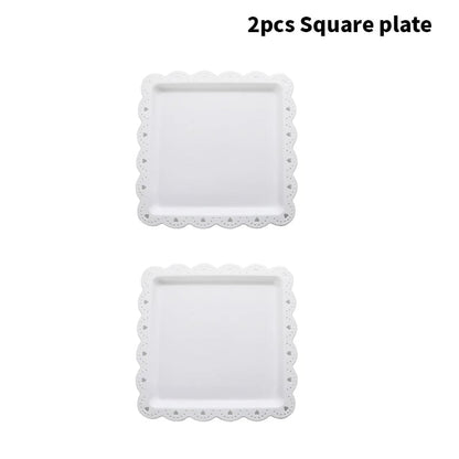 Reusable PP Square Rectangular Dessert Plates Set of 2 - Party
