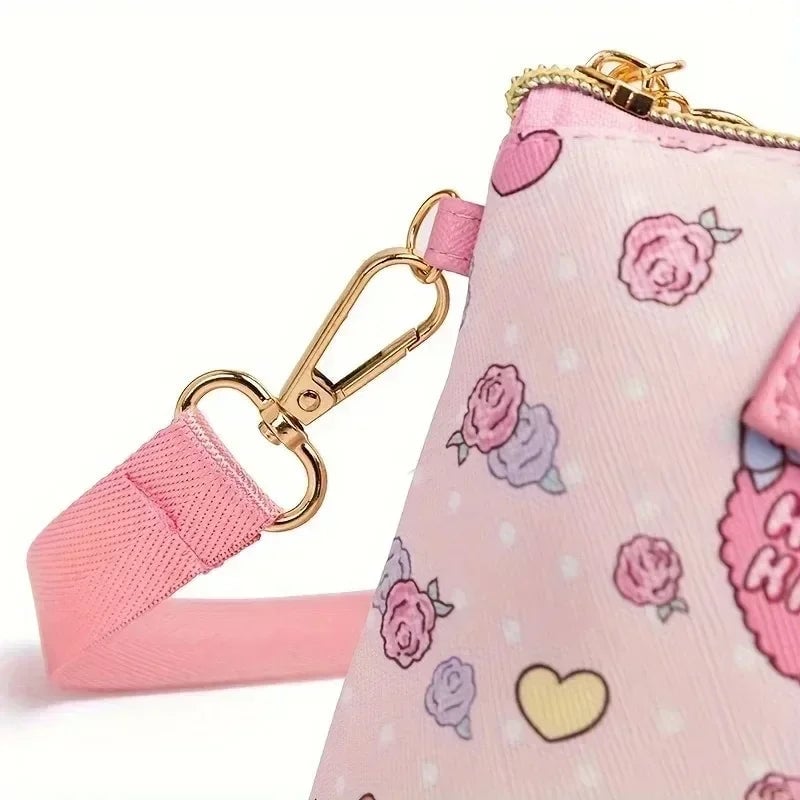 Hello Kitty Large Capacity PU Leather Crossbody Cosmetic Bag