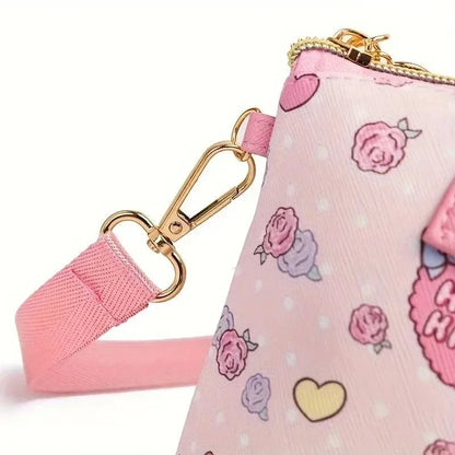 Hello Kitty Large Capacity PU Leather Crossbody Cosmetic Bag