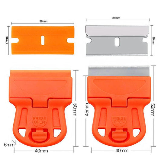 Car Glass Scraper with Razor Blades - Sticker Glue Remover Tool