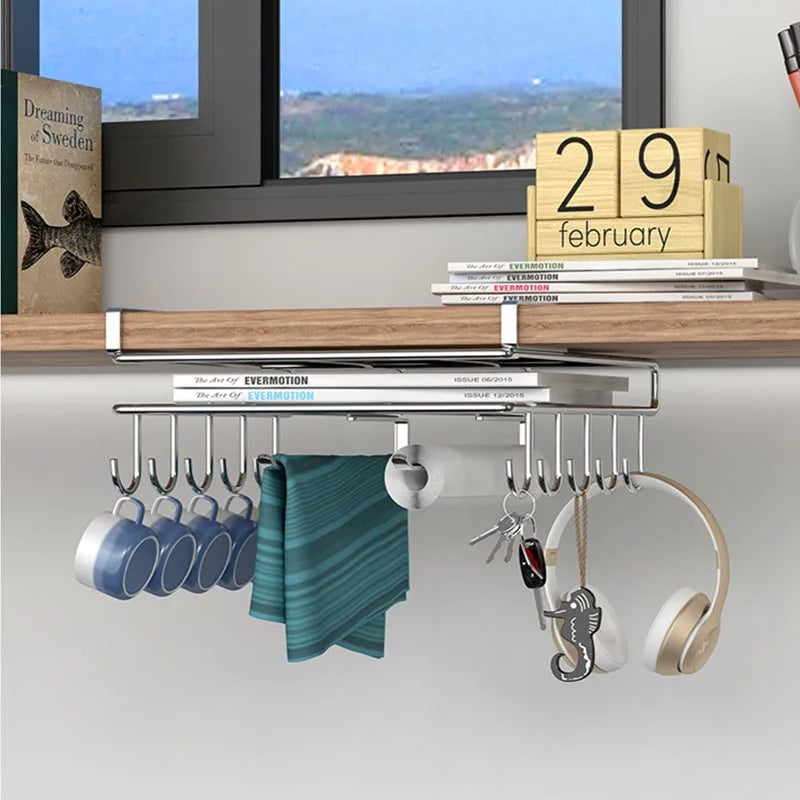 Under Cabinet Storage Basket Rack - Kitchen Cutting Board Organizer