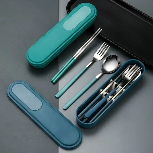 304 Stainless Steel Portable Cutlery Set Fork Spoon Storage Box