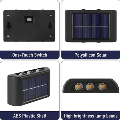 Waterproof Solar Wall Lamp Outdoor Up Down Warm Light Garden