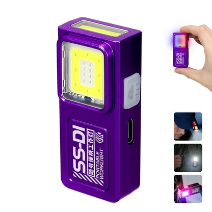 Mini COB LED Keychain Flashlight USB Rechargeable Waterproof Light