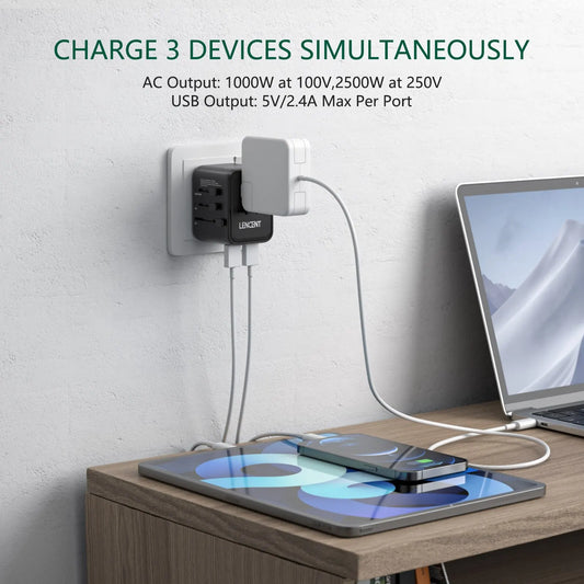 Universal Travel Adapter 2 USB Ports EU UK USA AUS Plug Charger