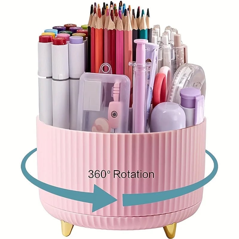 5-Slot 360° Rotating Desktop Pen Holder - Office Pencil Organizer