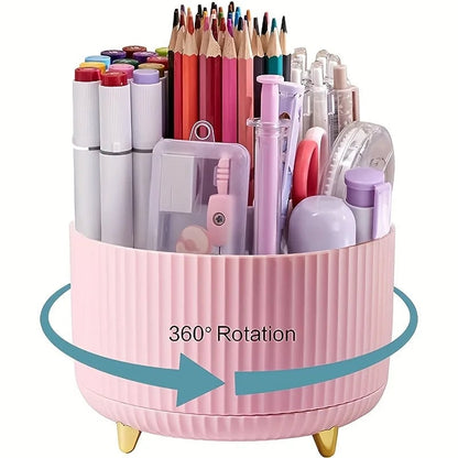 5-Slot 360° Rotating Desktop Pen Holder - Office Pencil Organizer