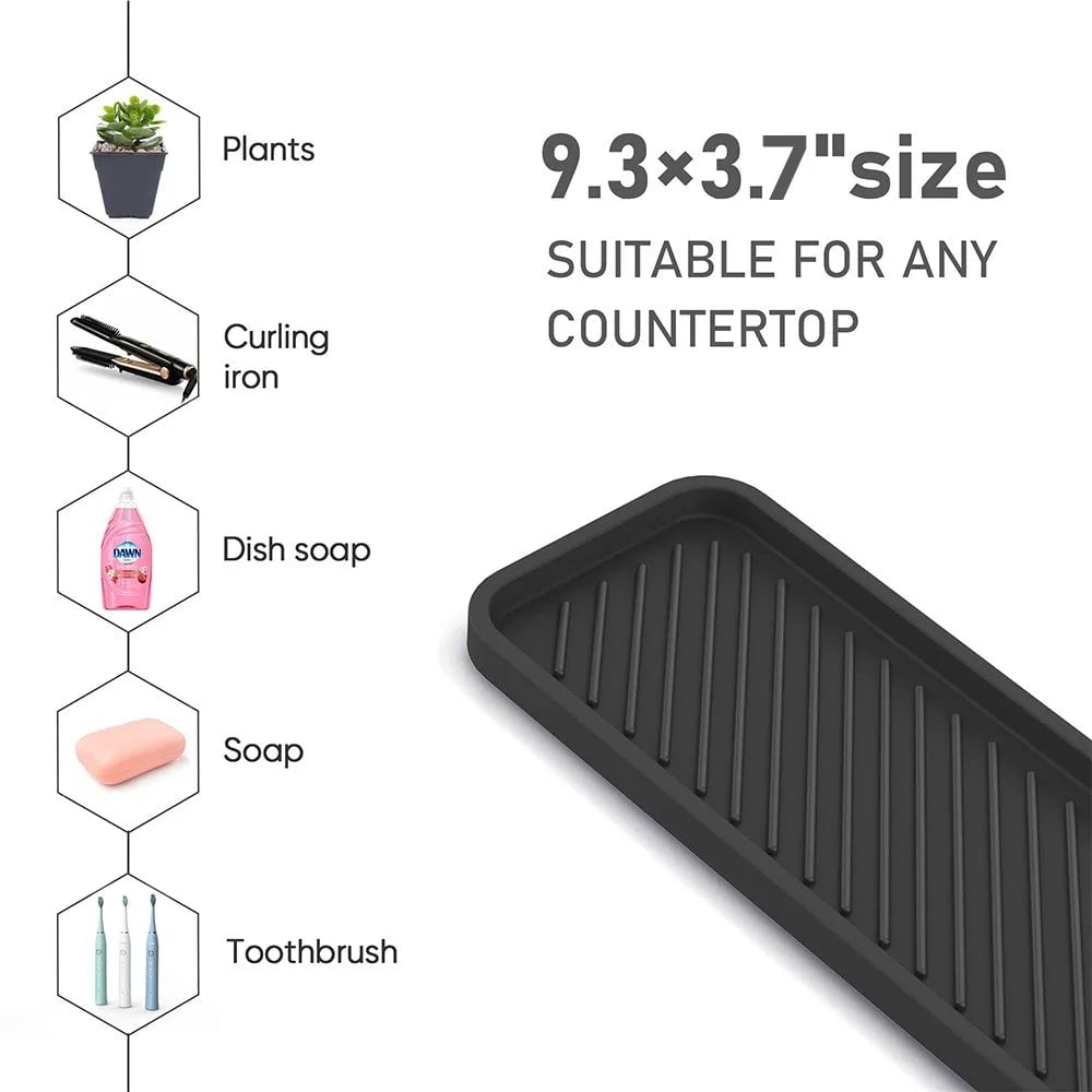Silicone Drain Tray - Kitchen Sink Sponge Holder & Soap Dispenser