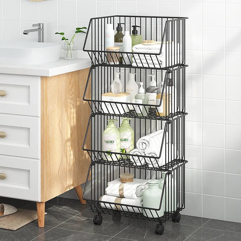 Multi-Layer Rotating Storage Basket - Movable Kitchen Vegetable Rack
