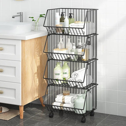 Multi-Layer Rotating Storage Basket - Movable Kitchen Vegetable Rack