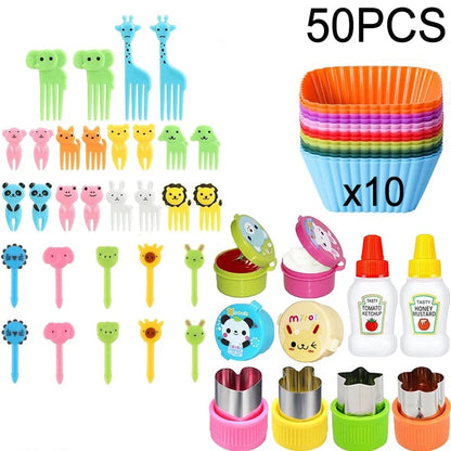 Mini Animal Fruit Forks Kids Set Silicone Vegetable Cutter Dividers