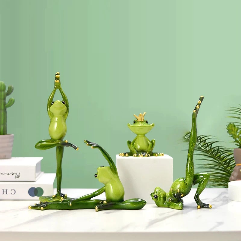 Rustic Resin Yoga Frog Desktop Decoration Bookcase Ornament