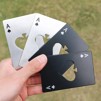 Stainless Steel Credit Card Bottle Opener - Spades Design