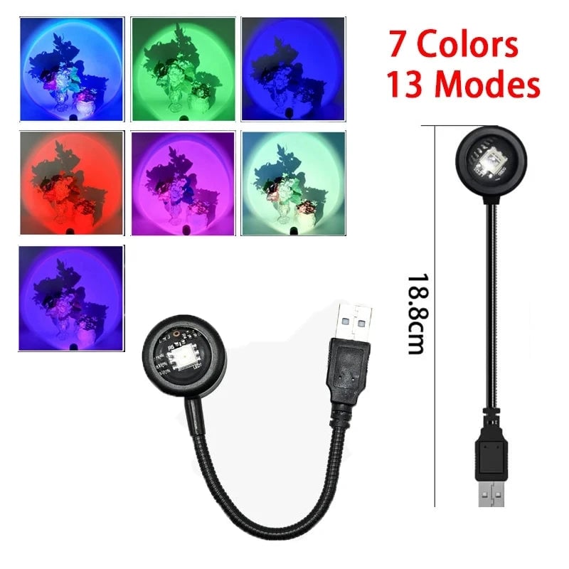 USB LED Sunset Projector Light - Ambient Atmosphere Neon Photography