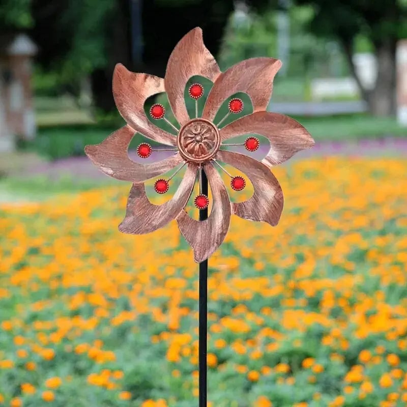Double Windmill Kinetic Wind Spinner - Outdoor Garden Patio Decor