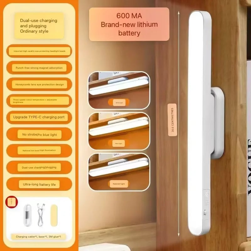 USB Rechargeable LED Desk Lamp 3 Color Modes Magnetic Night Light