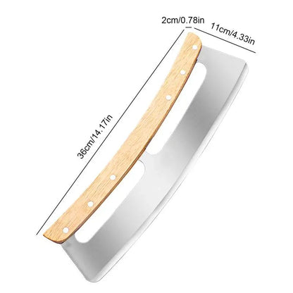 Stainless Steel Pizza Cutter with Wooden Handle - Sharp Wheel Slicer