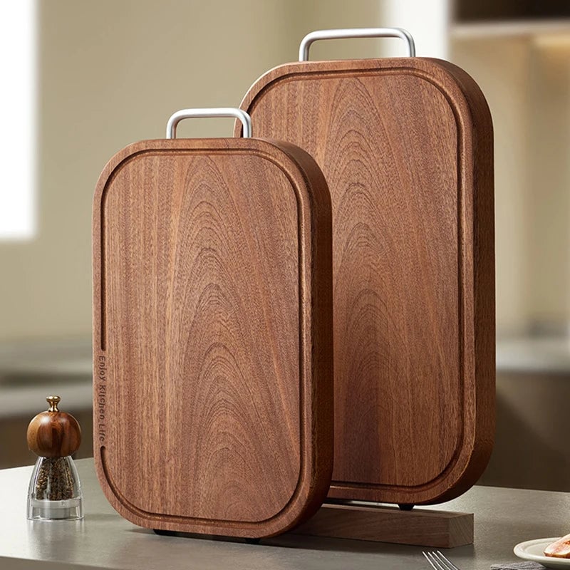 Heavy Duty Ebony Wood Cutting Board - Double-Sided Anti-Bacterial