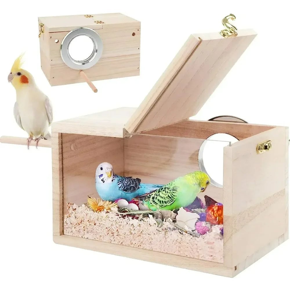 Transparent Parakeet Cockatiel Nesting Box Easy Clean Bird House