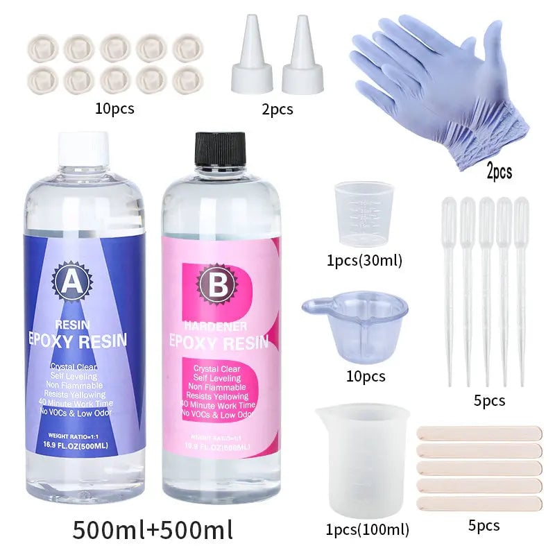 1:1 Crystal Clear Epoxy Resin Kit - High Gloss Bubble-Free Coating